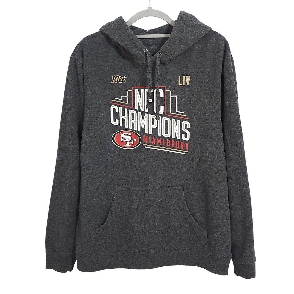 Fanatics NFL San Francisco 49ers NFC Champions Super Bowl LIV Hoodie Mens Large